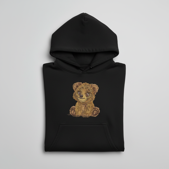 Baby Brown Bear — Premium Embroidered Hoodie | Original EmbroMania Design