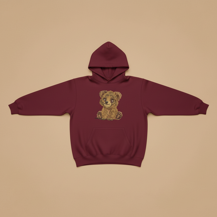 Baby Brown Bear — Premium Embroidered Hoodie | Original EmbroMania Design