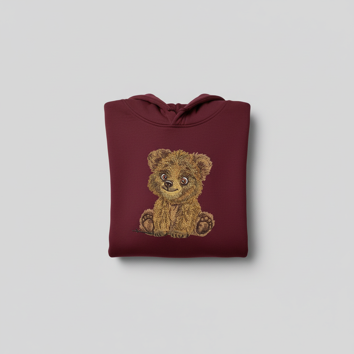 Baby Brown Bear — Premium Embroidered Hoodie | Original EmbroMania Design