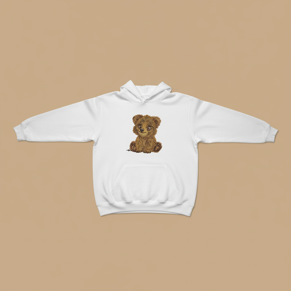 Baby Brown Bear — Premium Embroidered Hoodie | Original EmbroMania Design