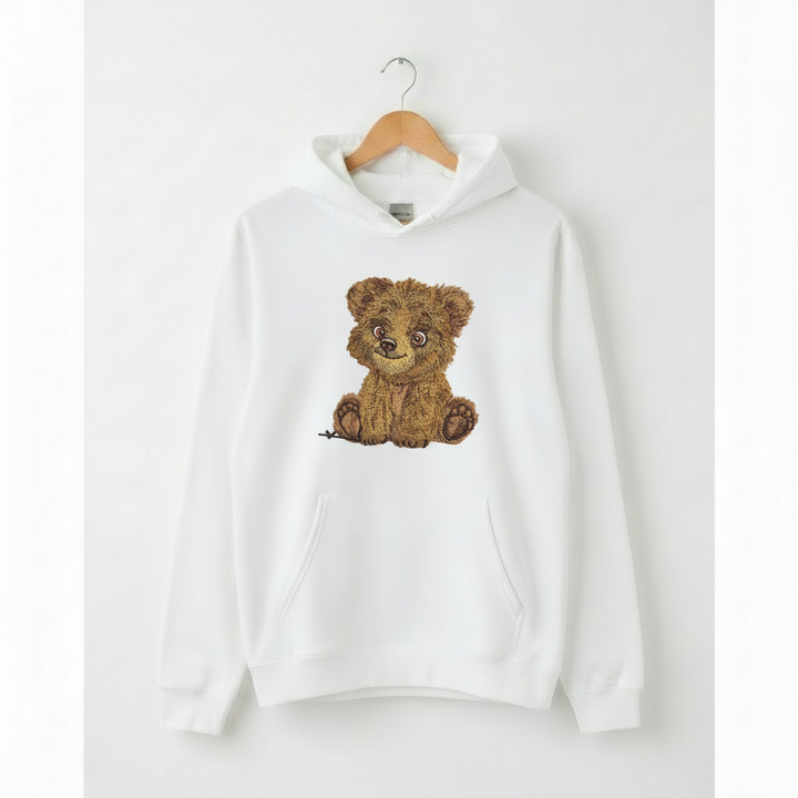 Baby Brown Bear — Premium Embroidered Hoodie | Original EmbroMania Design