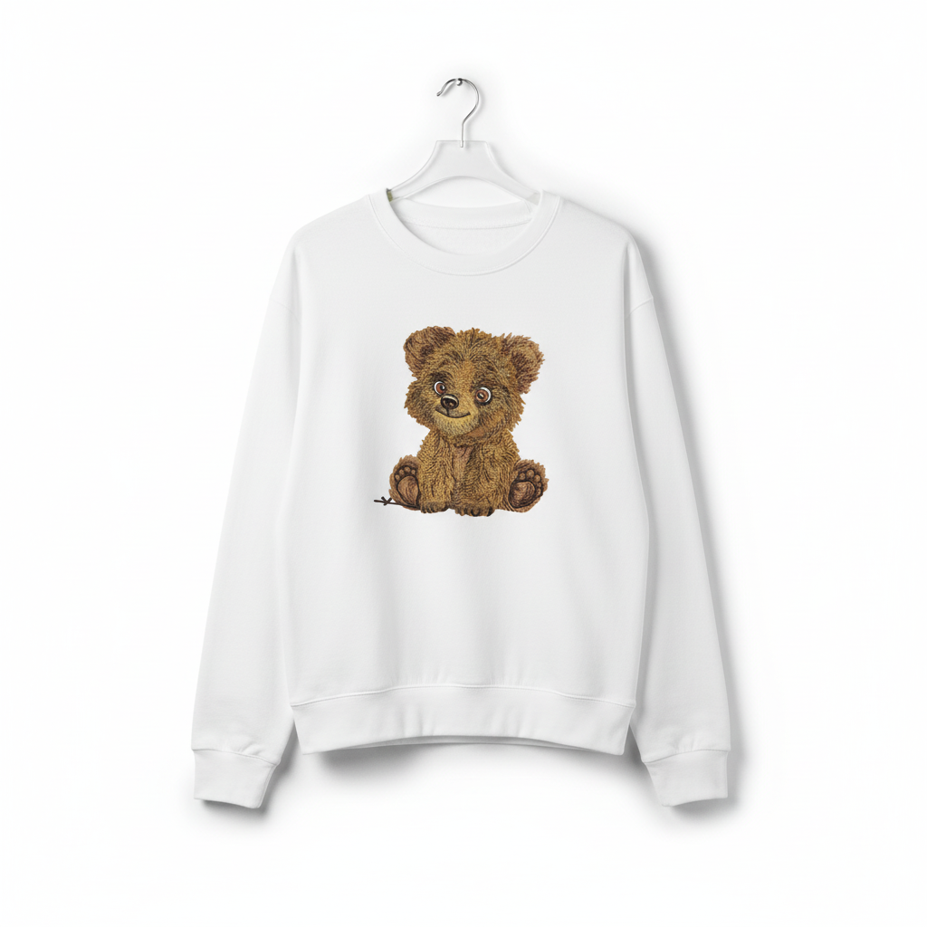 Baby Brown Bear — Premium Embroidered Sweatshirt | Original EmbroMania Design