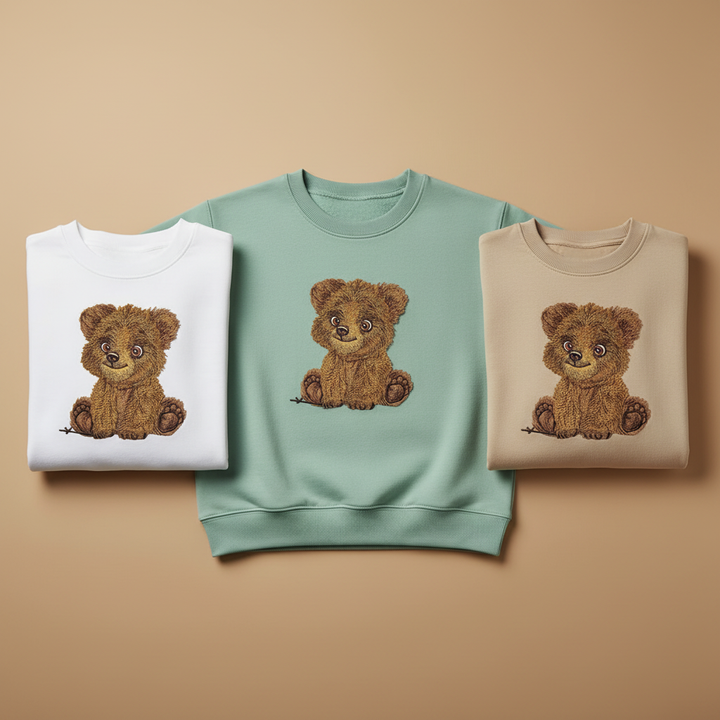 Baby Brown Bear — Premium Embroidered Sweatshirt | Original EmbroMania Design