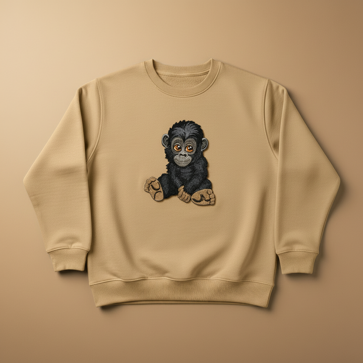 Baby Gorilla — Premium Embroidered Sweatshirt | Original EmbroMania Design