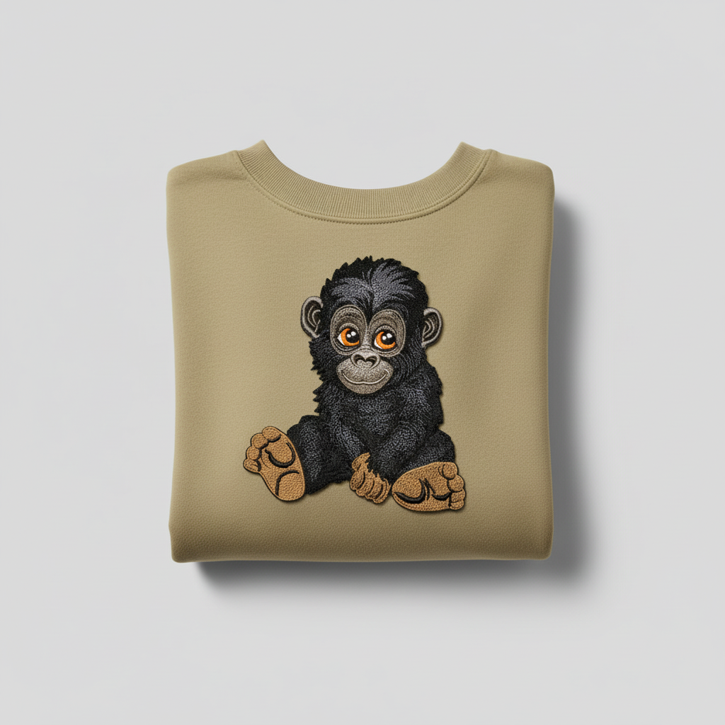 Baby Gorilla — Premium Embroidered Sweatshirt | Original EmbroMania Design