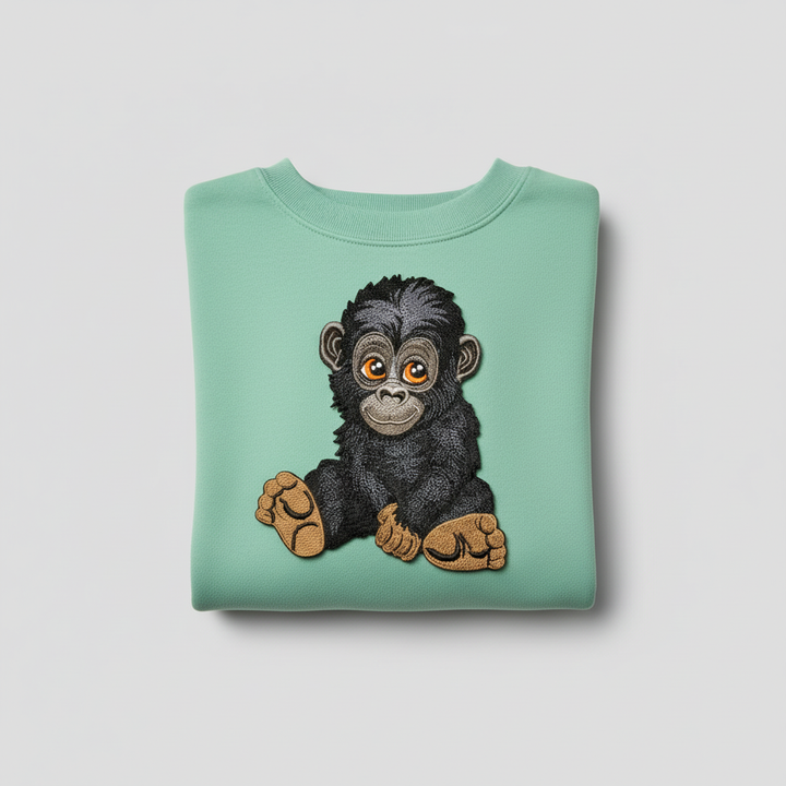 Baby Gorilla — Premium Embroidered Sweatshirt | Original EmbroMania Design