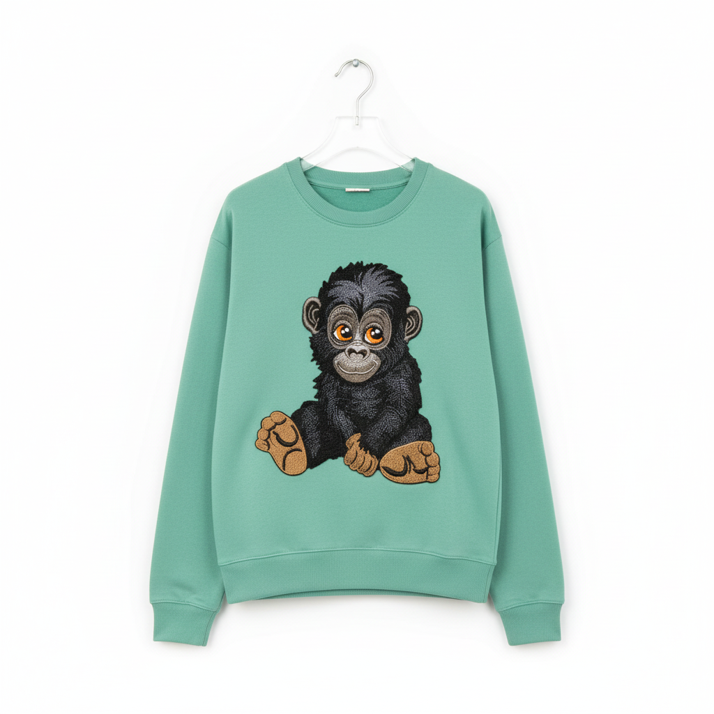 Baby Gorilla — Premium Embroidered Sweatshirt | Original EmbroMania Design