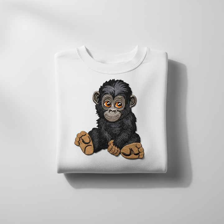 Baby Gorilla — Premium Embroidered Sweatshirt | Original EmbroMania Design