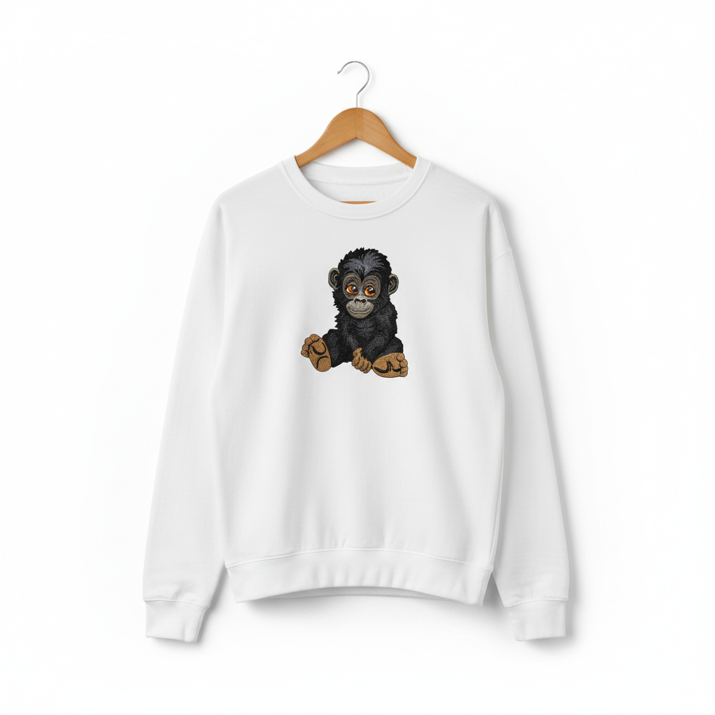 Baby Gorilla — Premium Embroidered Sweatshirt | Original EmbroMania Design