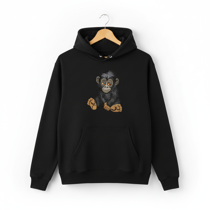 Baby Gorilla Machine Embroidered Hoodie – Hand Finished in Dubai | EmbroMania
