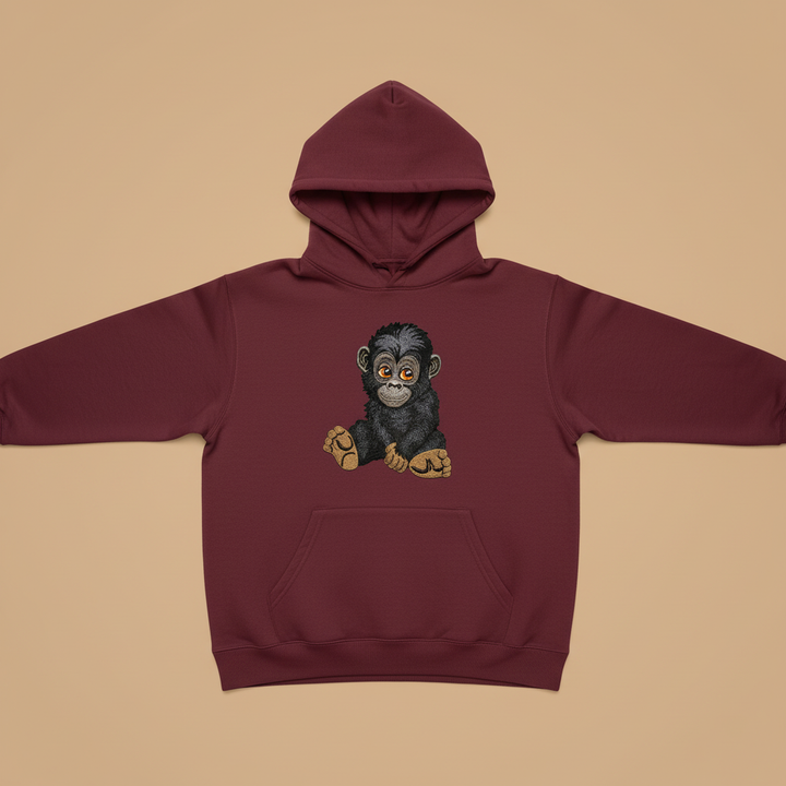 Baby Gorilla Machine Embroidered Hoodie – Hand Finished in Dubai | EmbroMania