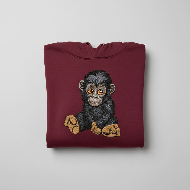 Baby Gorilla Machine Embroidered Hoodie – Hand Finished in Dubai | EmbroMania