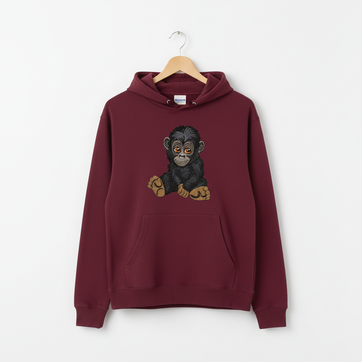 Baby Gorilla Machine Embroidered Hoodie – Hand Finished in Dubai | EmbroMania