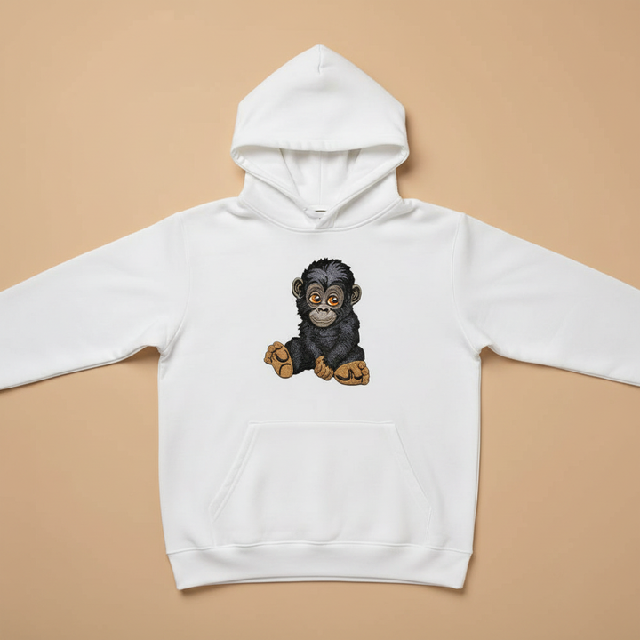Baby Gorilla Machine Embroidered Hoodie – Hand Finished in Dubai | EmbroMania