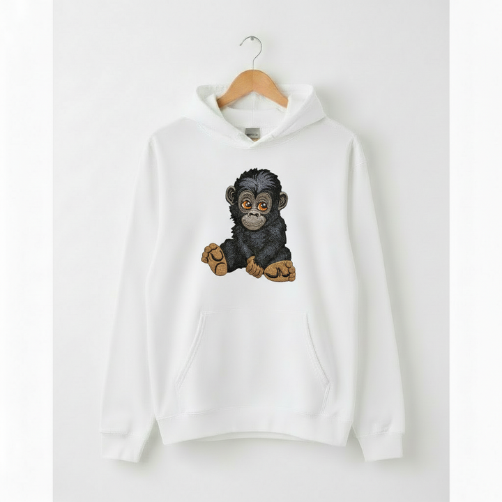 Baby Gorilla Machine Embroidered Hoodie – Hand Finished in Dubai | EmbroMania