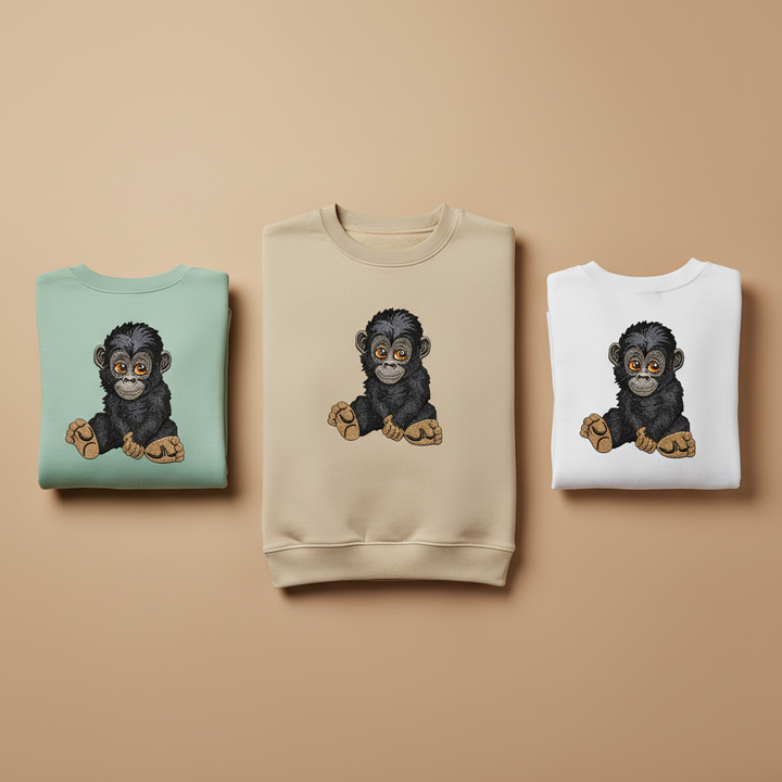 Baby Gorilla — Premium Embroidered Sweatshirt | Original EmbroMania Design