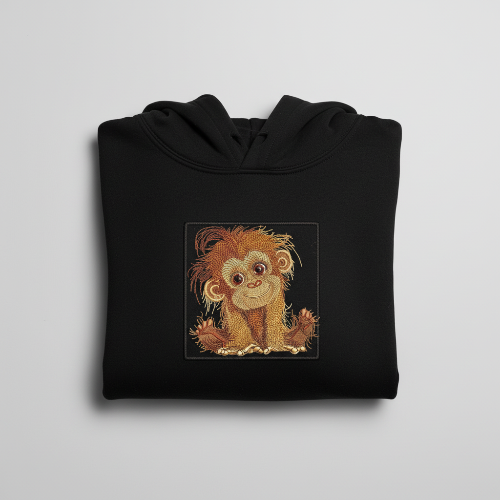 Baby Orangutan — Premium Embroidered Hoodie | Original EmbroMania Design