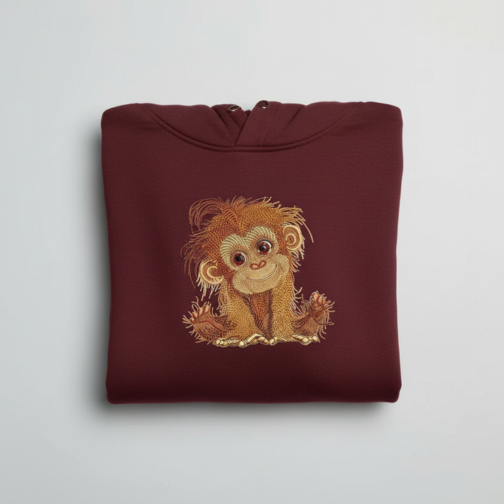 Baby Orangutan — Premium Embroidered Hoodie | Original EmbroMania Design