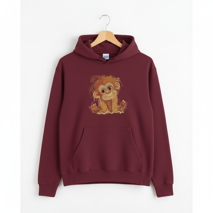 Baby Orangutan — Premium Embroidered Hoodie | Original EmbroMania Design