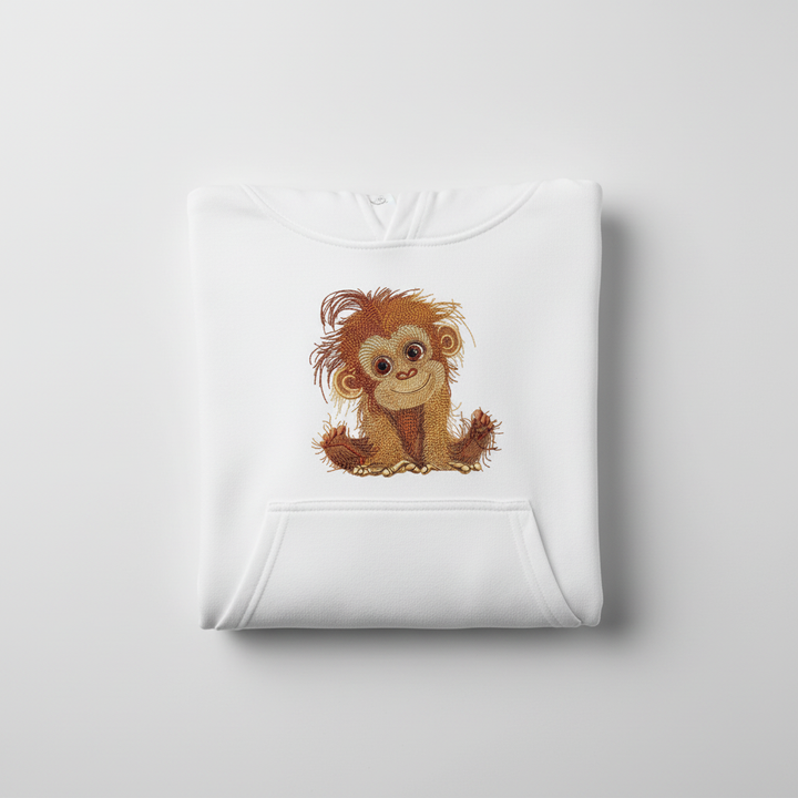 Baby Orangutan — Premium Embroidered Hoodie | Original EmbroMania Design