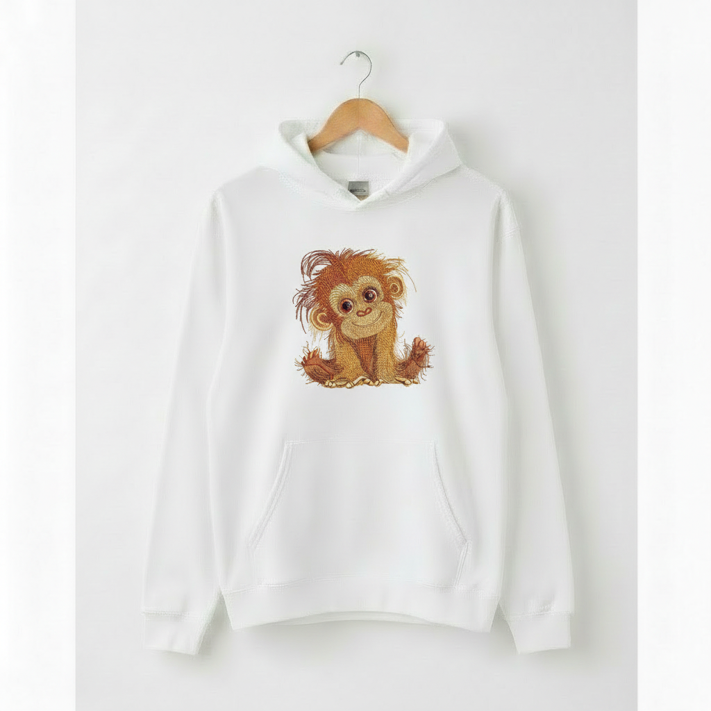 Baby Orangutan — Premium Embroidered Hoodie | Original EmbroMania Design