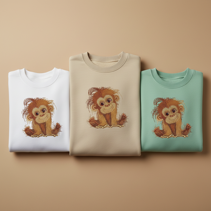 Baby Orangutan — Premium Embroidered Sweatshirt | Original EmbroMania Design