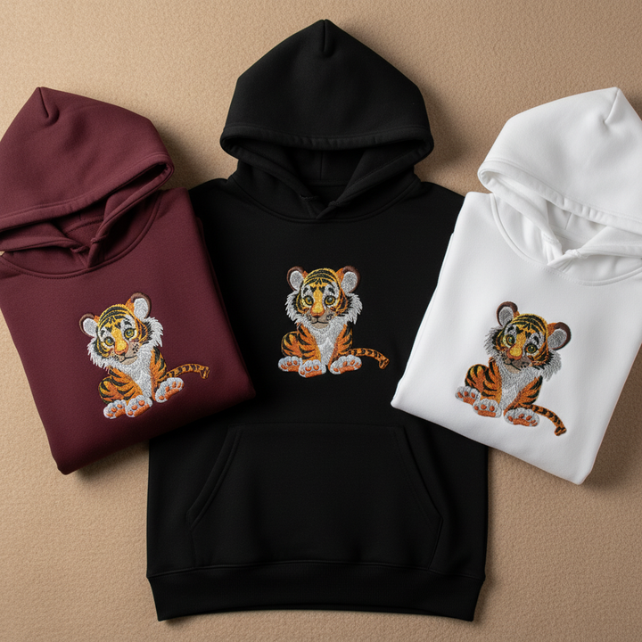 Baby Tiger — Premium Embroidered Hoodie | Original EmbroMania Design
