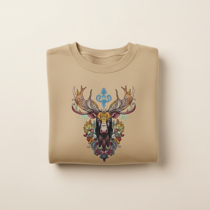 Baroque Moose — Premium Embroidered Sweatshirt | Original EmbroMania Design
