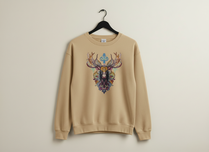 Baroque Moose — Premium Embroidered Sweatshirt | Original EmbroMania Design
