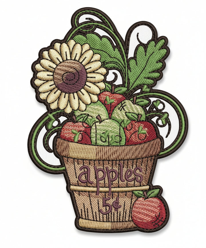 Basket of Apples Machine Embroidered Sweatshirt – Hand Finished in Dubai | EmbroMania