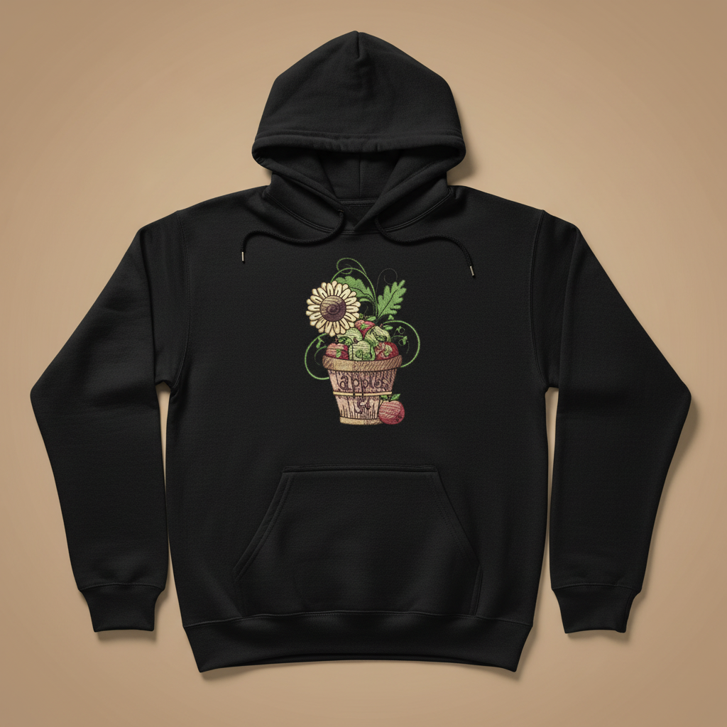Basket of Apples Machine Embroidered Sweatshirt – Hand Finished in Dubai | EmbroMania