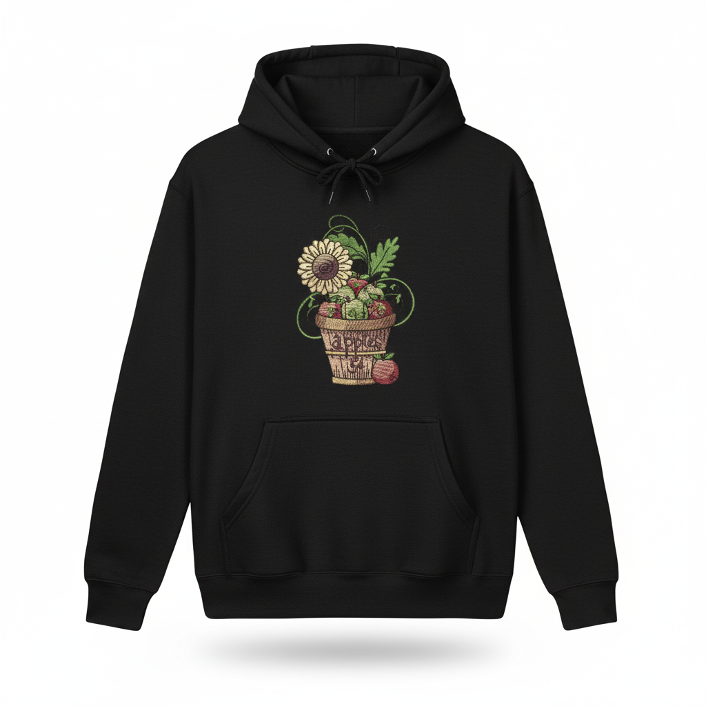 Basket of Apples Machine Embroidered Sweatshirt – Hand Finished in Dubai | EmbroMania