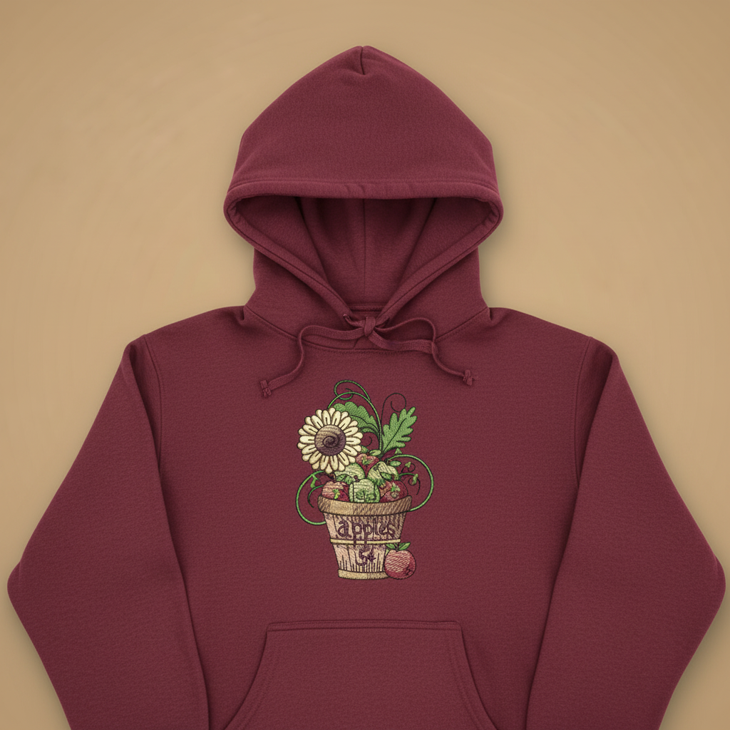 Basket of Apples Machine Embroidered Sweatshirt – Hand Finished in Dubai | EmbroMania