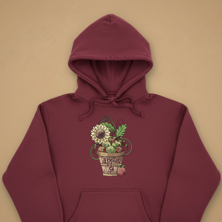 Basket of Apples Machine Embroidered Sweatshirt – Hand Finished in Dubai | EmbroMania