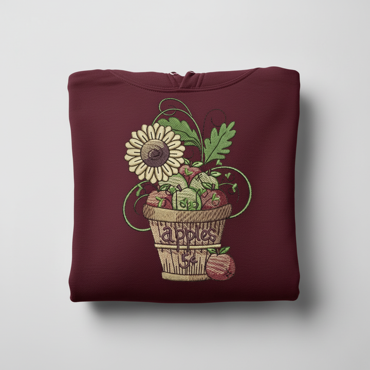 Basket of Apples Machine Embroidered Sweatshirt – Hand Finished in Dubai | EmbroMania