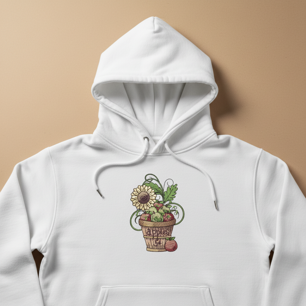 Basket of Apples Machine Embroidered Sweatshirt – Hand Finished in Dubai | EmbroMania