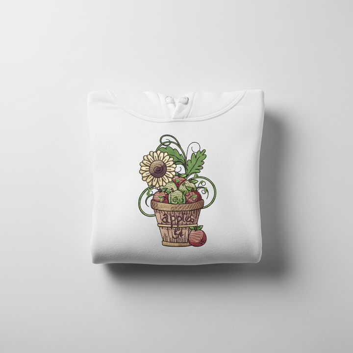 Basket of Apples Machine Embroidered Sweatshirt – Hand Finished in Dubai | EmbroMania