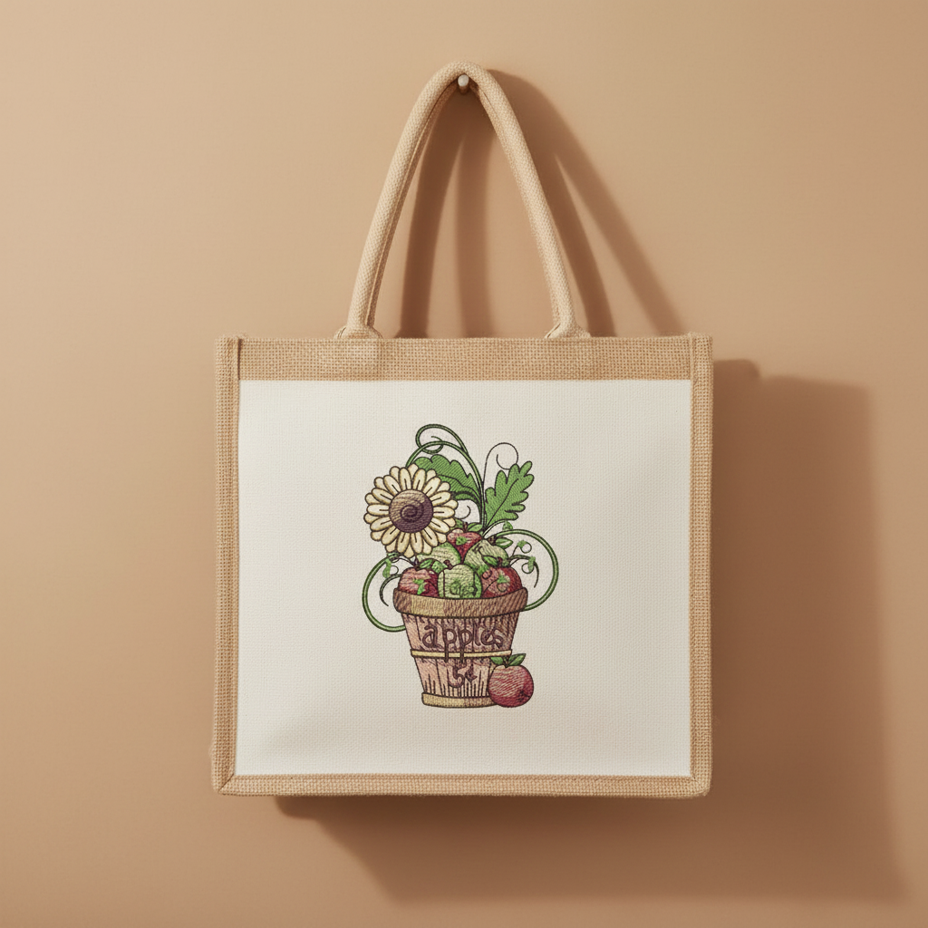 Basket of Apples Machine Embroidered Sweatshirt – Hand Finished in Dubai | EmbroMania