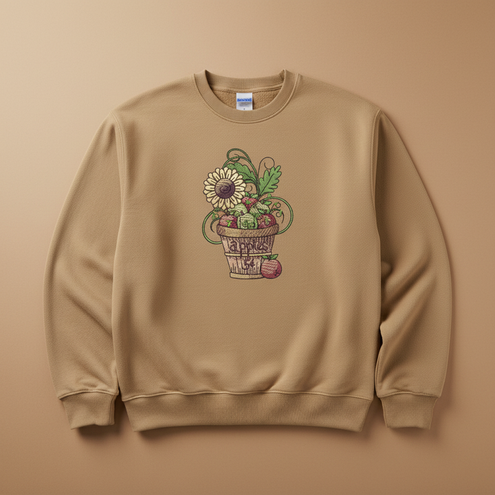 Basket of Apples Machine Embroidered Sweatshirt – Hand Finished in Dubai | EmbroMania