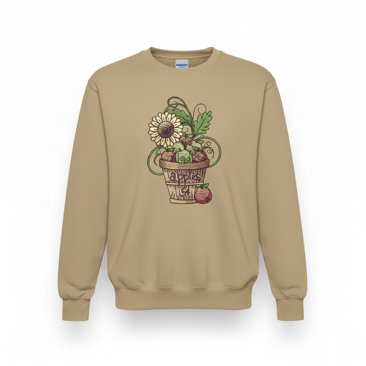 Basket of Apples Machine Embroidered Sweatshirt – Hand Finished in Dubai | EmbroMania