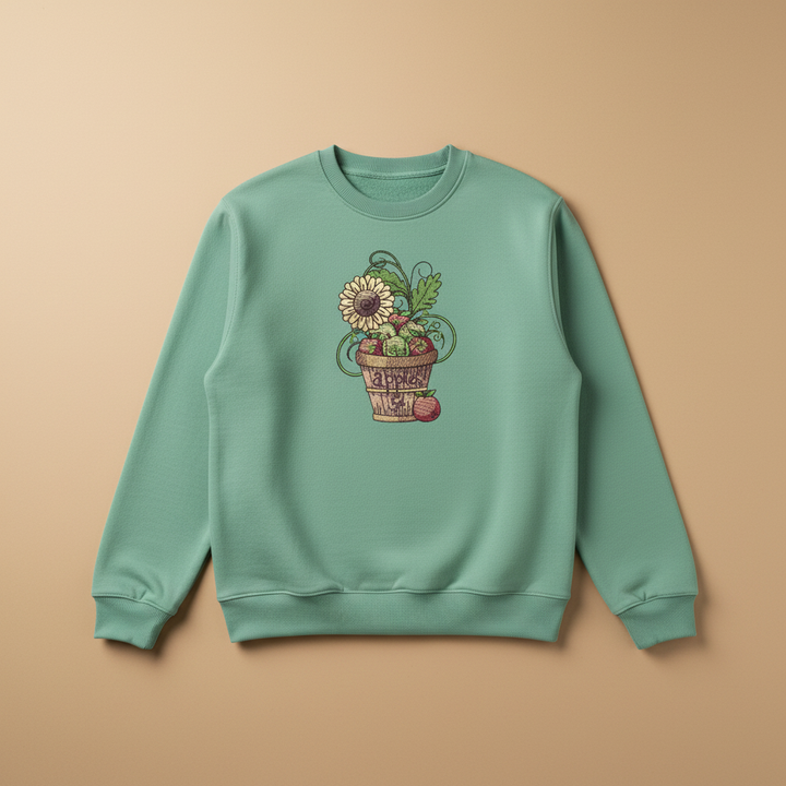 Basket of Apples Machine Embroidered Sweatshirt – Hand Finished in Dubai | EmbroMania