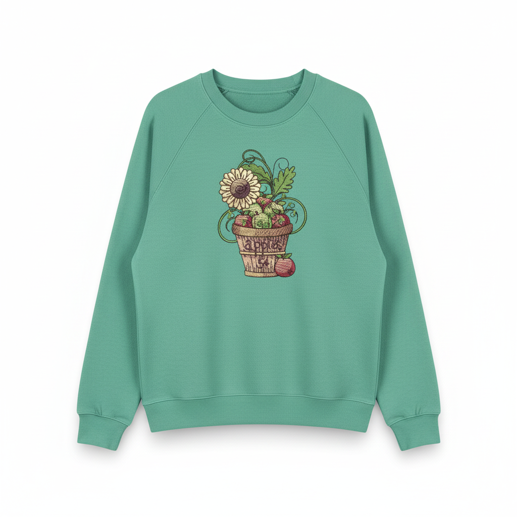 Basket of Apples Machine Embroidered Sweatshirt – Hand Finished in Dubai | EmbroMania