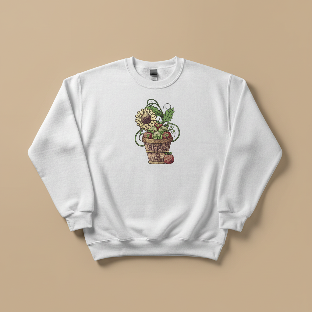 Basket of Apples Machine Embroidered Sweatshirt – Hand Finished in Dubai | EmbroMania