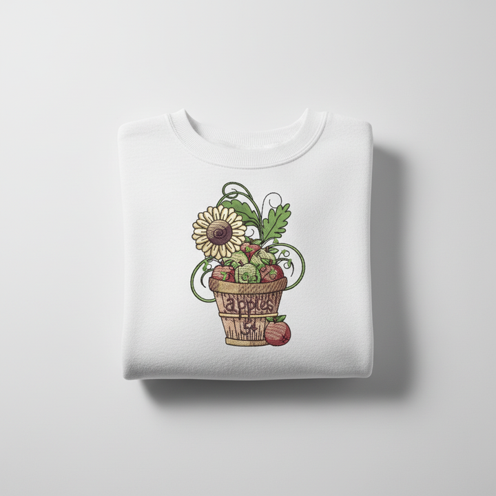 Basket of Apples Machine Embroidered Sweatshirt – Hand Finished in Dubai | EmbroMania