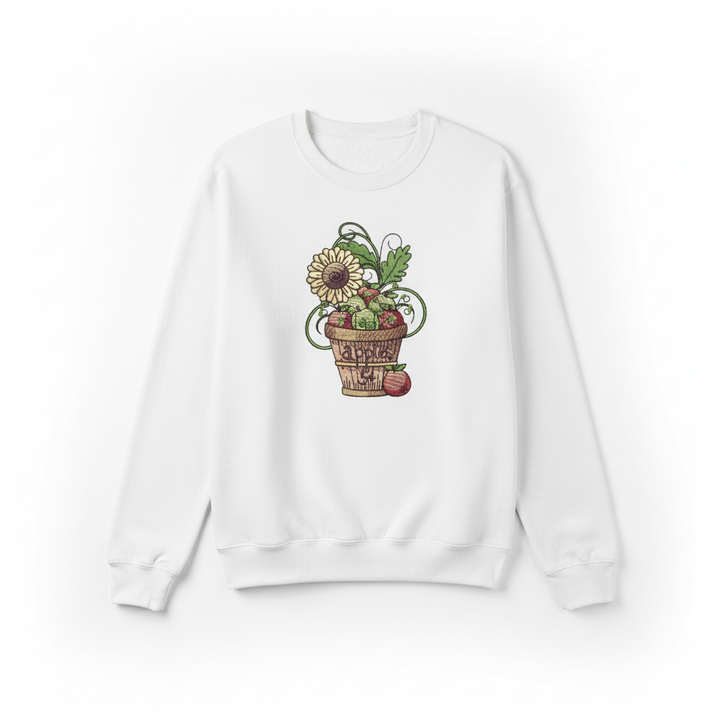 Basket of Apples Machine Embroidered Sweatshirt – Hand Finished in Dubai | EmbroMania