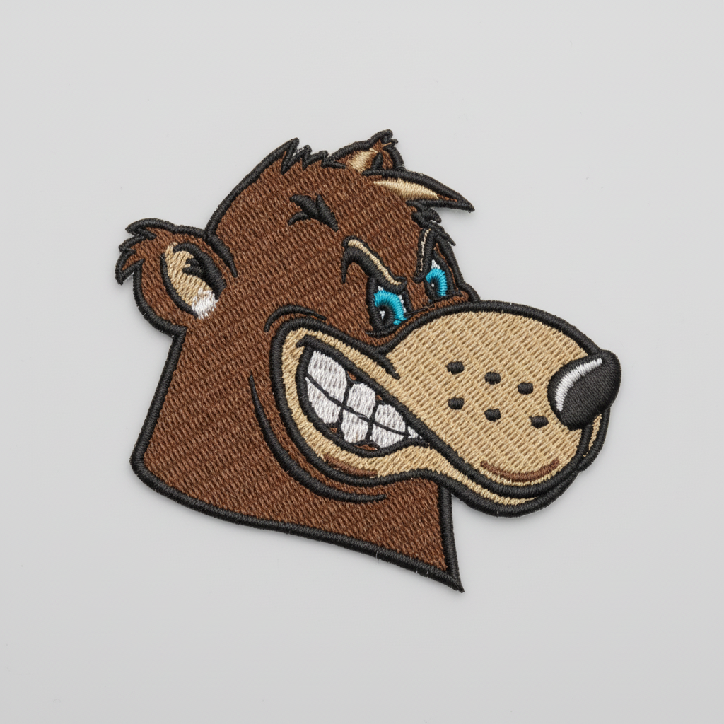 Embroidered patch of a cartoon bear&