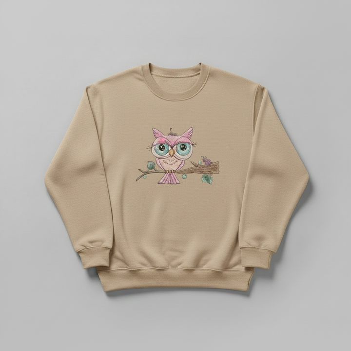 Owl &amp; Snail Friends Machine Embroidered Sweatshirt – Hand Finished in Dubai | EmbroMania