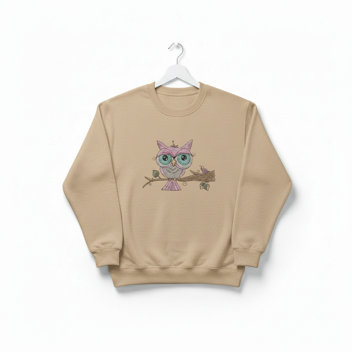Owl &amp; Snail Friends Machine Embroidered Sweatshirt – Hand Finished in Dubai | EmbroMania