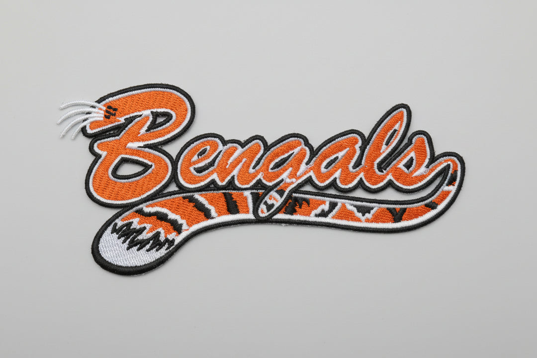Embroidered patch with &