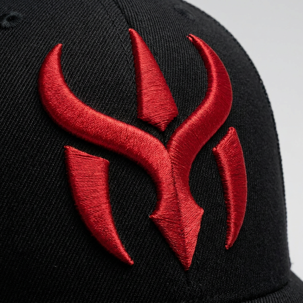 Solar Coil Machine Embroidered 3D Puff Flexfit Cap – Hand Finished in Dubai | EmbroMania